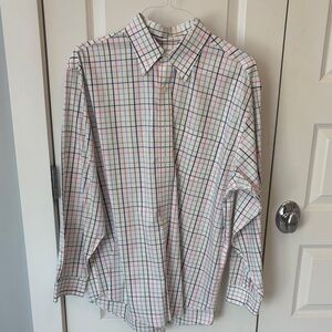 Brooks Brothers Men's White Multi-Color Windowpane Button-Down Shirt